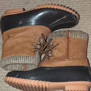 Sporto Women's Tan Knit Collar Duck Boots